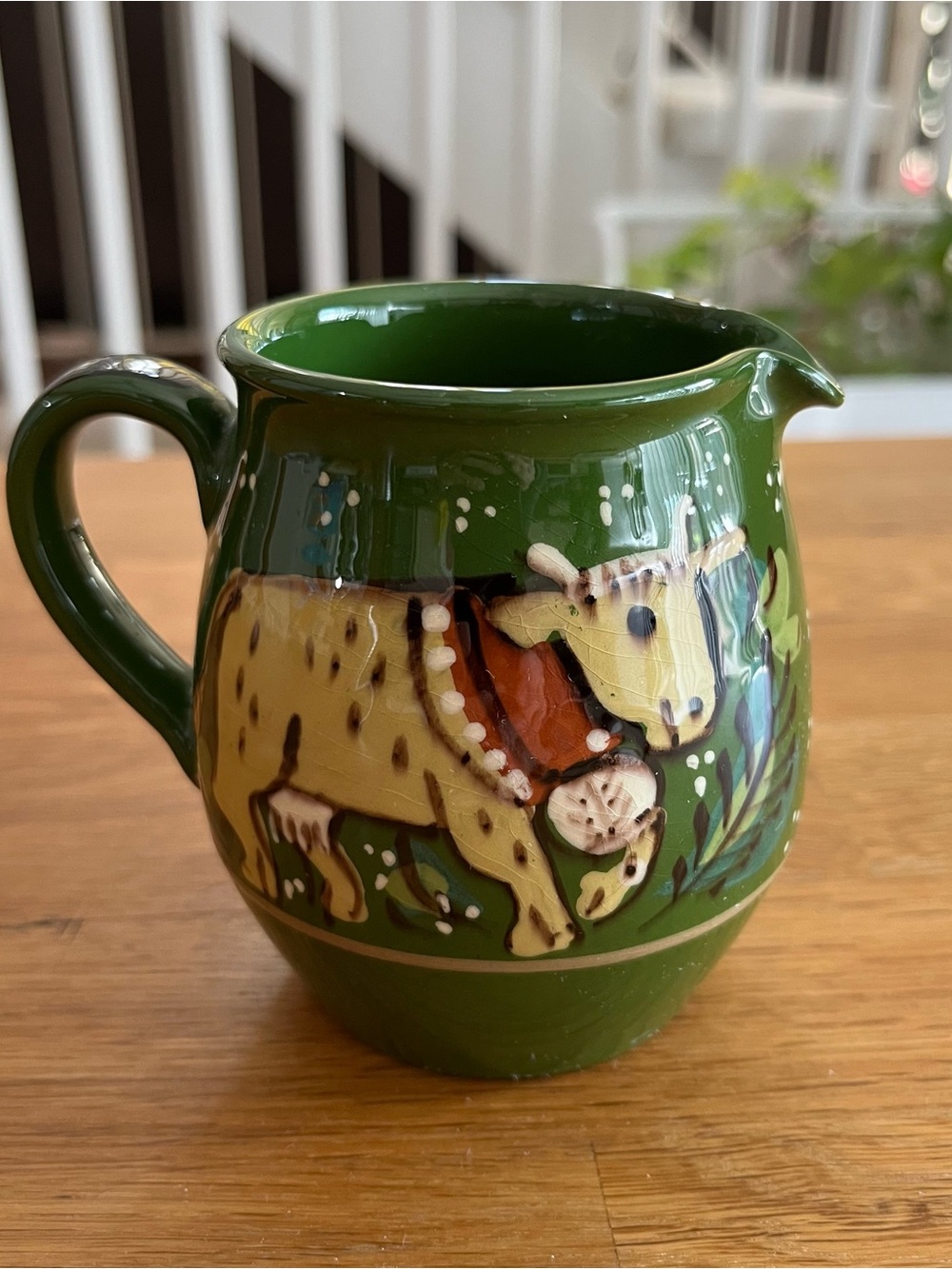 von Siebenthal Gstaad Swiss Folk Art Hand Painted Pottery Creamer Pitcher Cow